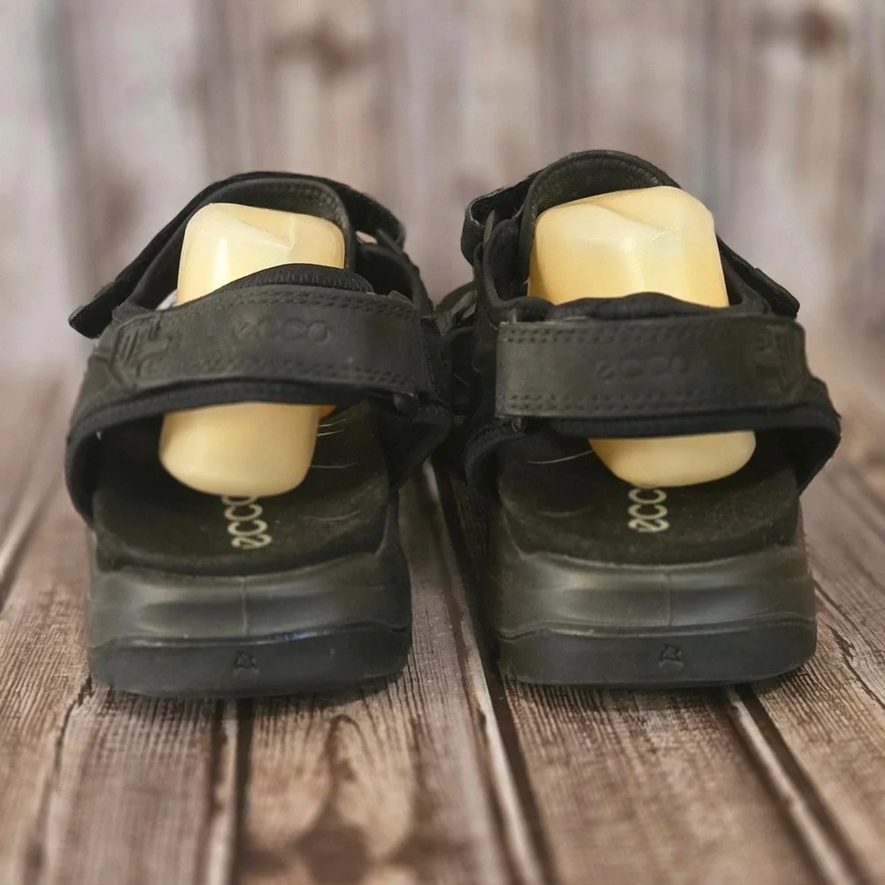 Sz 47/ 13-13.5 Mens ECCO Yucatan Black Leather Sport Hiking Sandals VGUC! - Picture 4 of 7